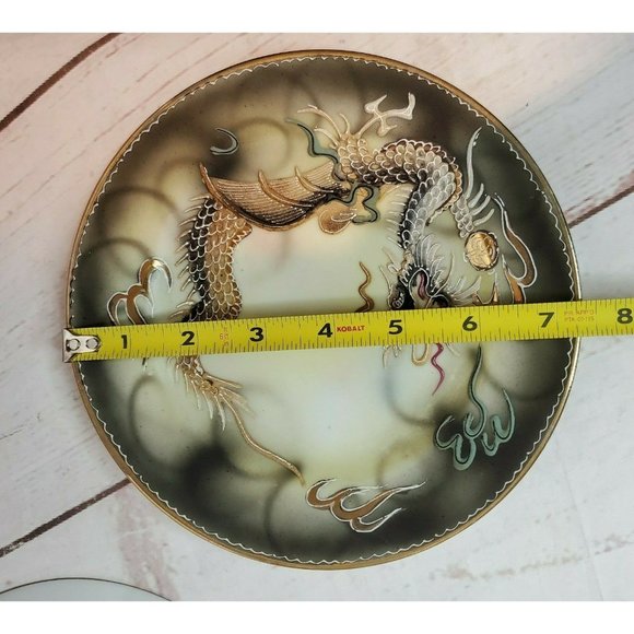 Vintage Hand Painted Japanese Moriage Black Dragon Ware Plate Saucer - Picture 5 of 11